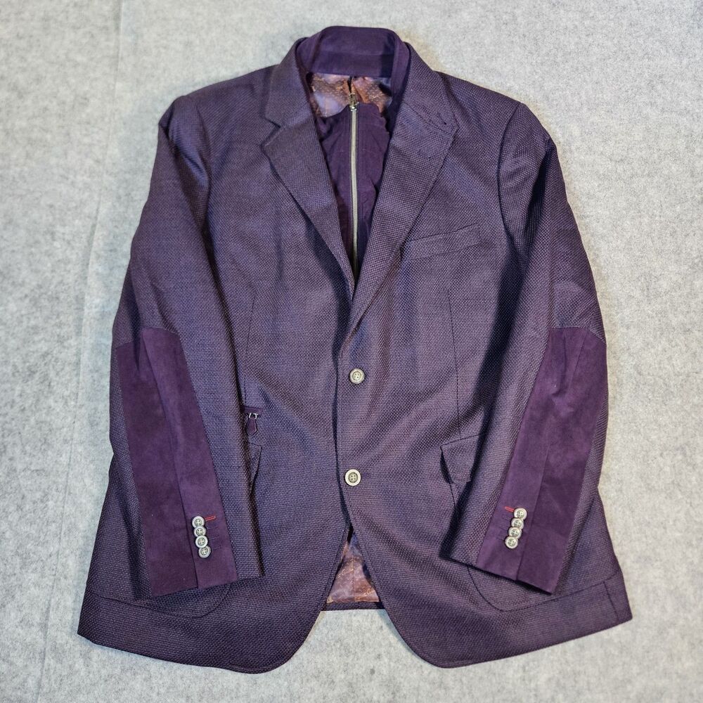 Robert Graham Mens Purple Wool Cashmere Removable Bib 3D Glasses Blazer 50 (47)